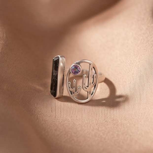 Anello Combo Fluorite e Tormalina