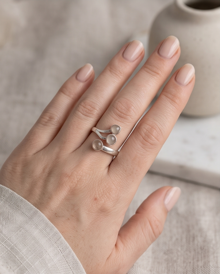 Anello Trio in Quarzo rosa