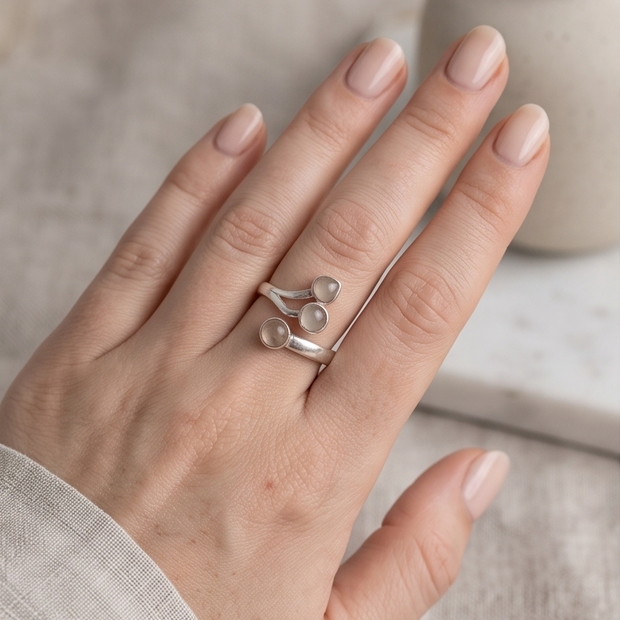 Anello Trio in Quarzo rosa