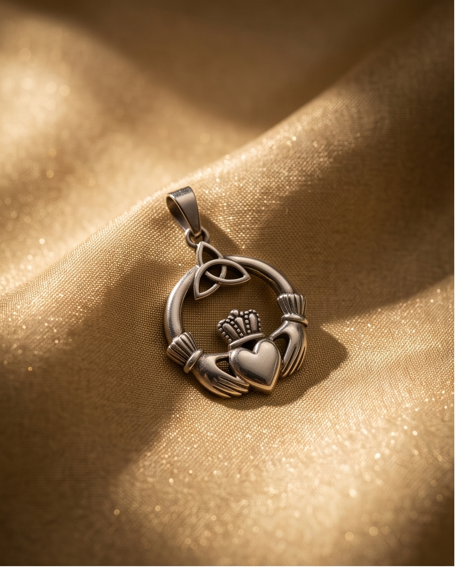 Ciondolo Corona del Cuore e Triquetra