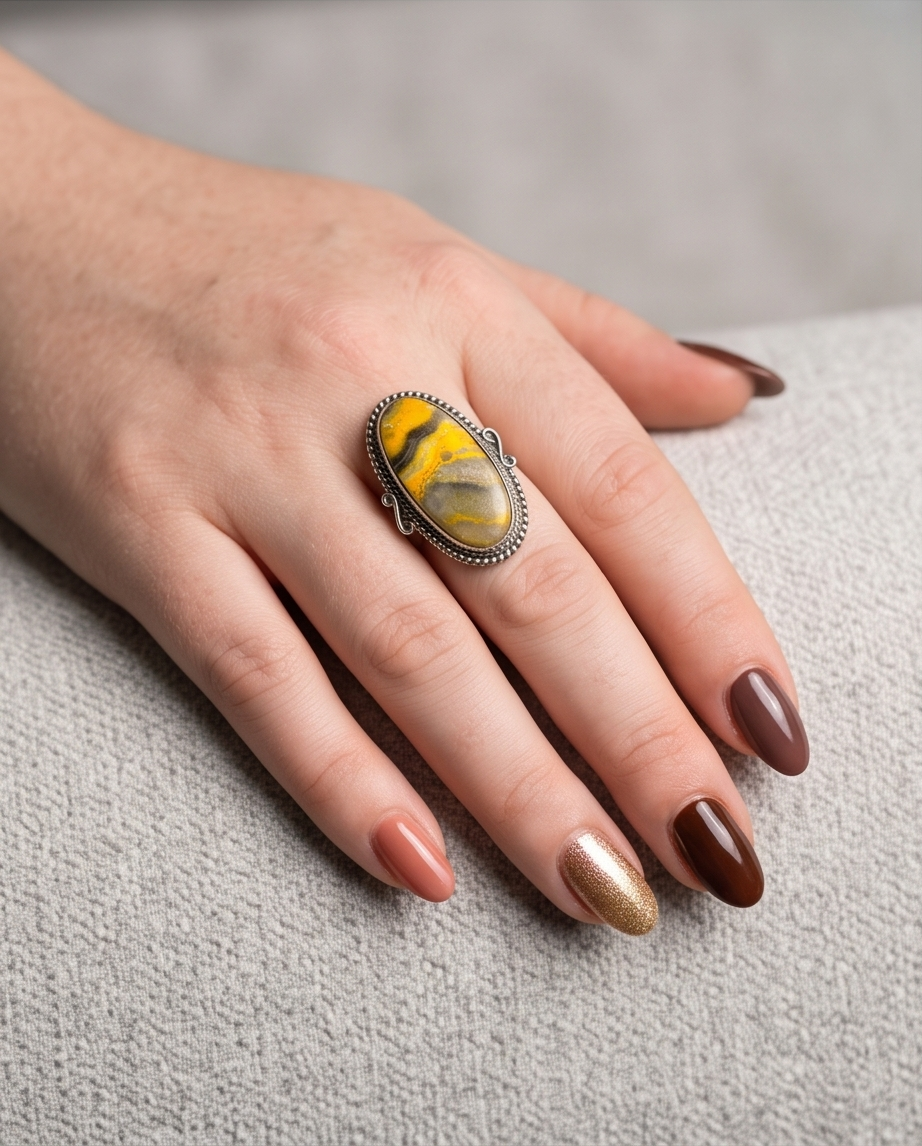 Anello regolabile in Diaspro Bubblebee