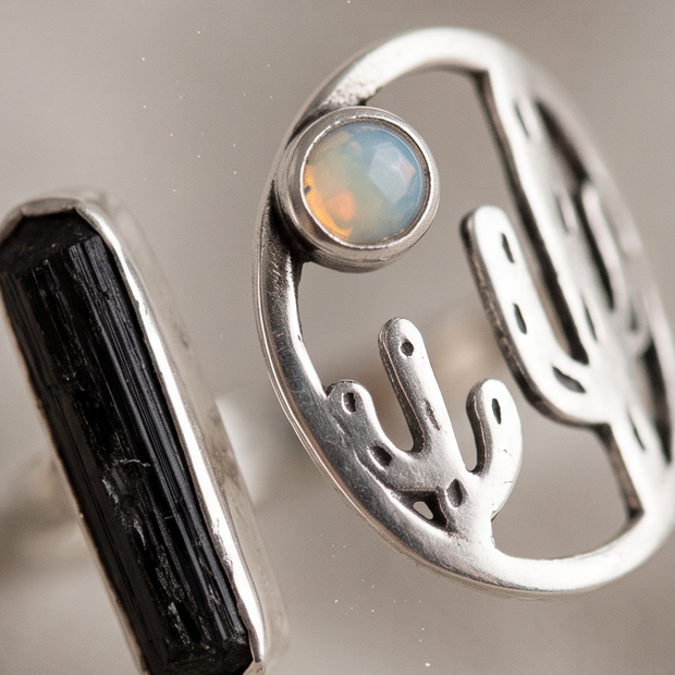 Anello Combo Labradorite e Tormalina