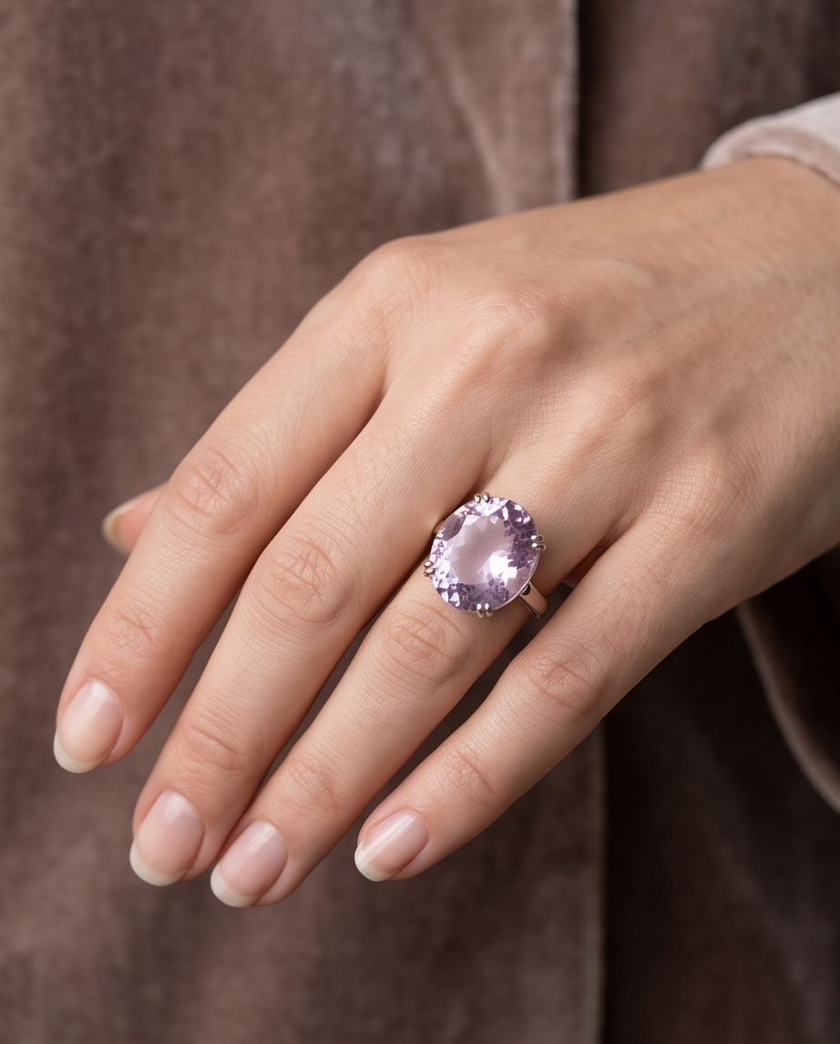 Anello regolabile in Ametista sfaccettata