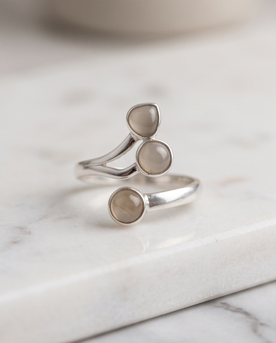 Anello Trio in Quarzo rosa