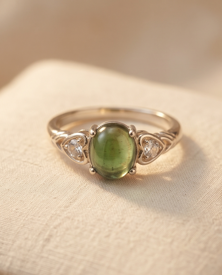 Anello Eleganza elfica Tormalina verde o rosa