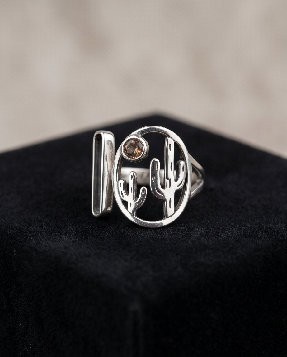 Anello Combo Quarzo fumè e Tormalina