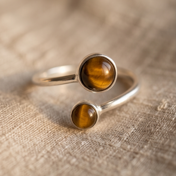Anello Circle in Occhio di tigre