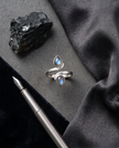 Anello Doppia Goccia in Labradorite
