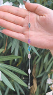 Bracciale Combo Foglia Ametista + Labradorite verde + Topazio + Quarzo rosa + Labradorite bianca