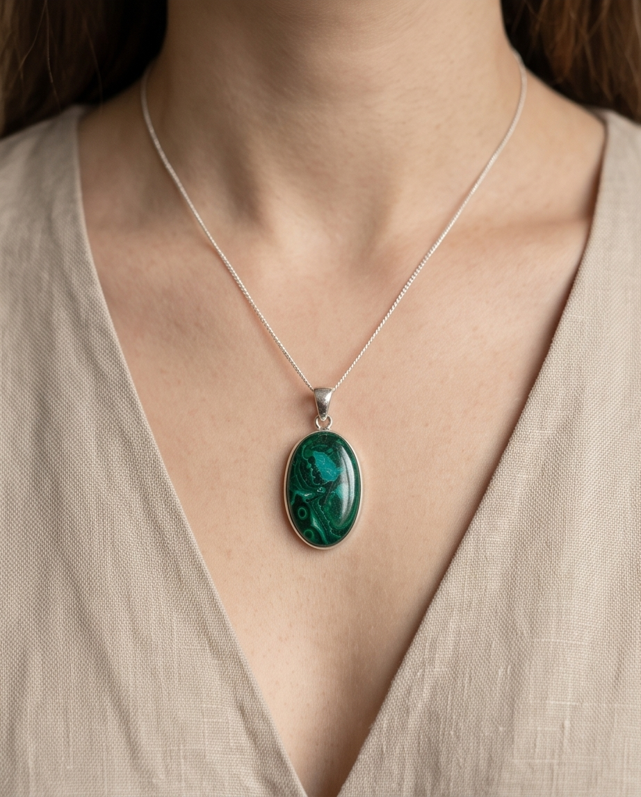 Ciondolo in Crisocolla Malachite