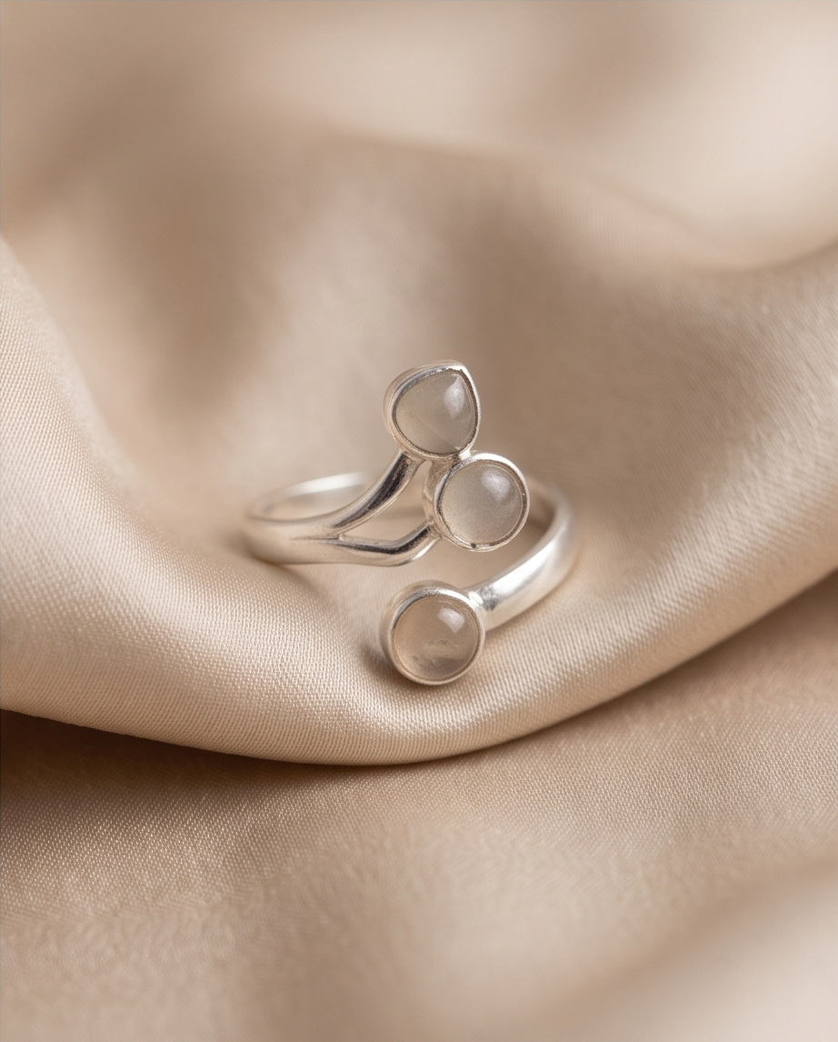 Anello Trio in Quarzo rosa
