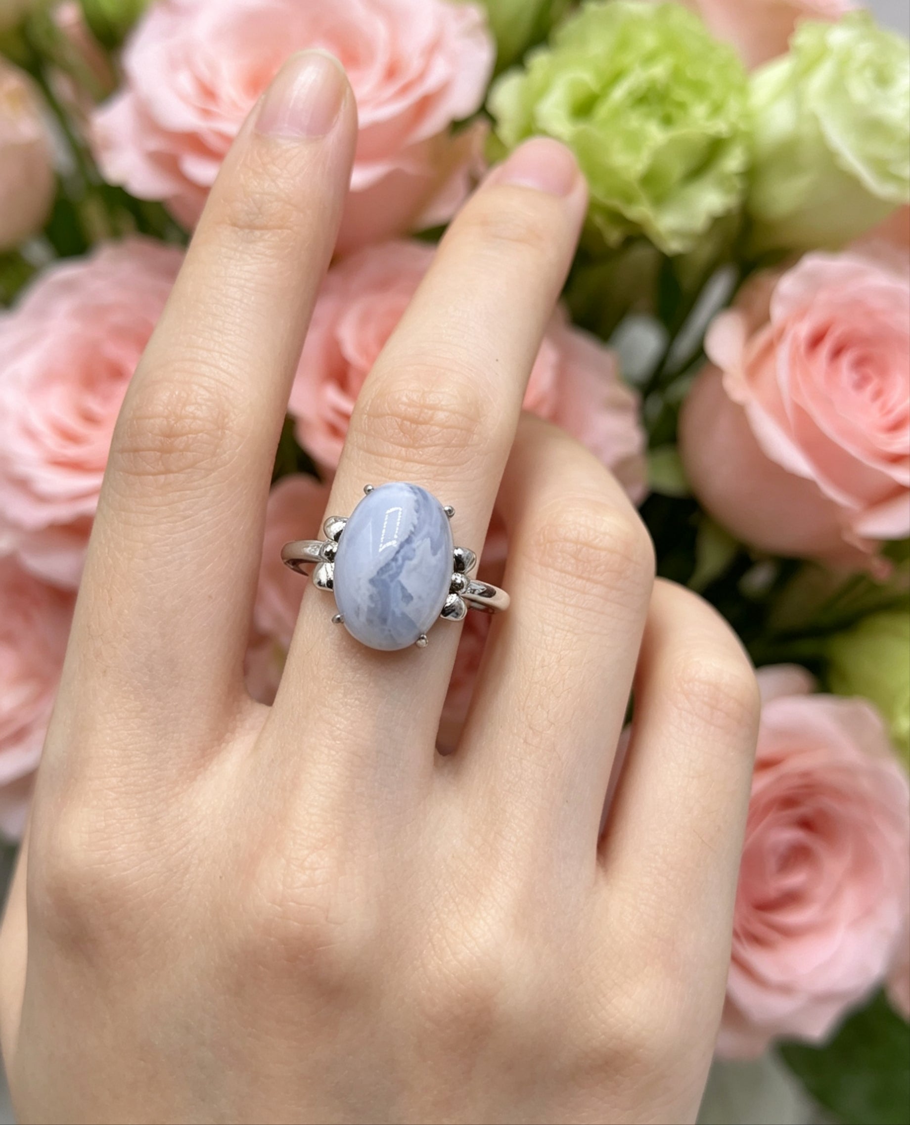 Anello con Agata dal pizzo blu