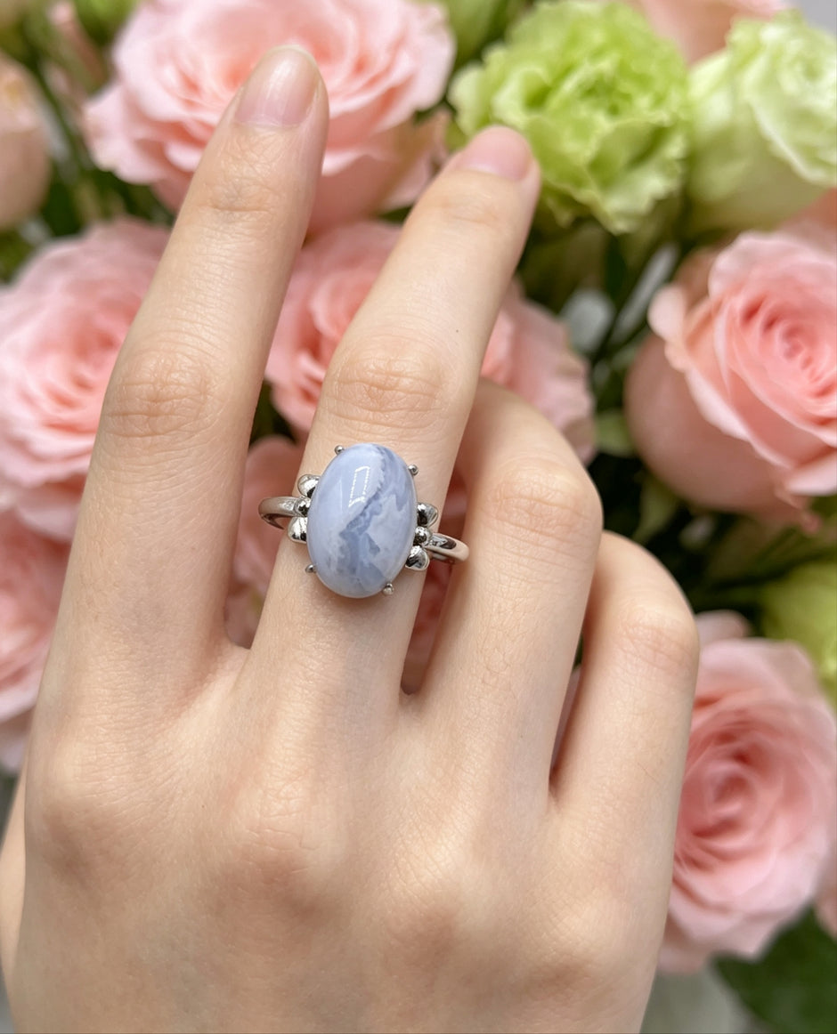 Anello con Agata dal pizzo blu