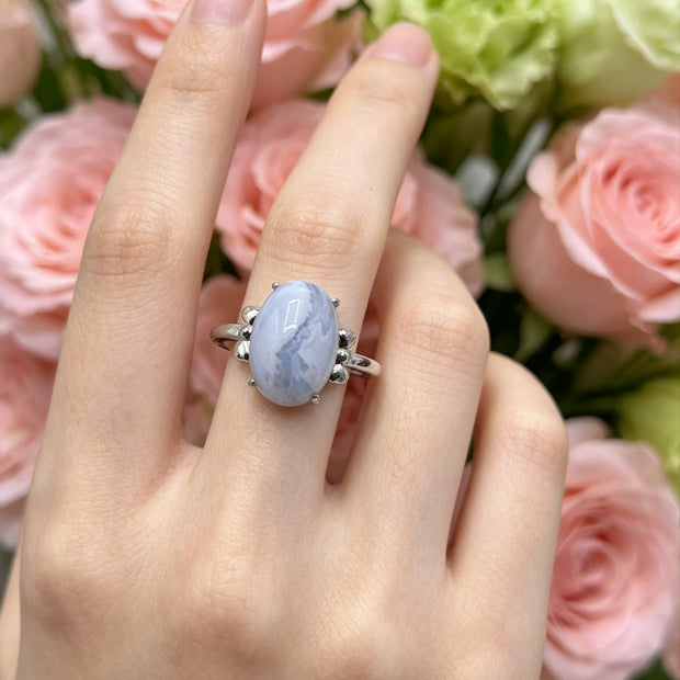 Anello con Agata dal pizzo blu