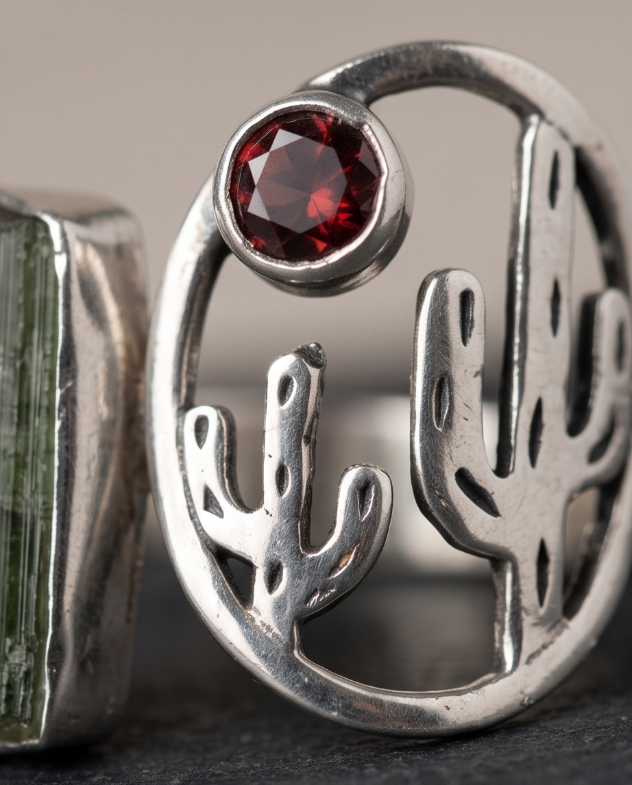 Garnet and Tourmaline Combo Ring
