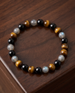 Bracciale Totale protezione ( Tormalina, Occhio di tigre, Labradorite bianca ) 4 millimetri