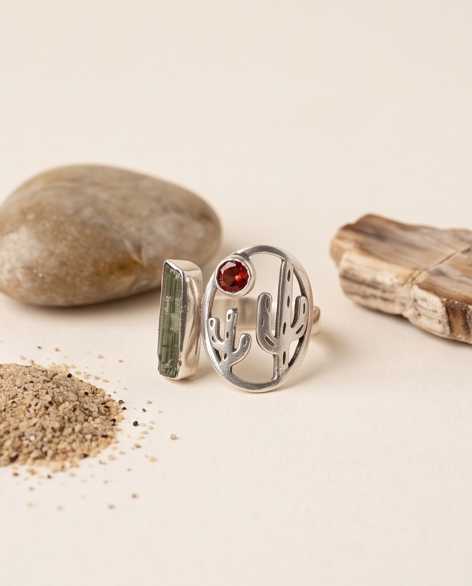Garnet and Tourmaline Combo Ring