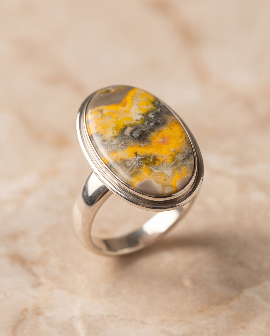 Anello regolabile in Diaspro Bubblebee