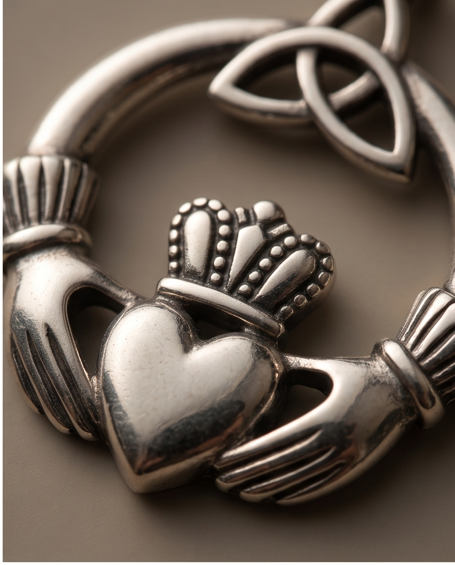 Ciondolo Corona del Cuore e Triquetra