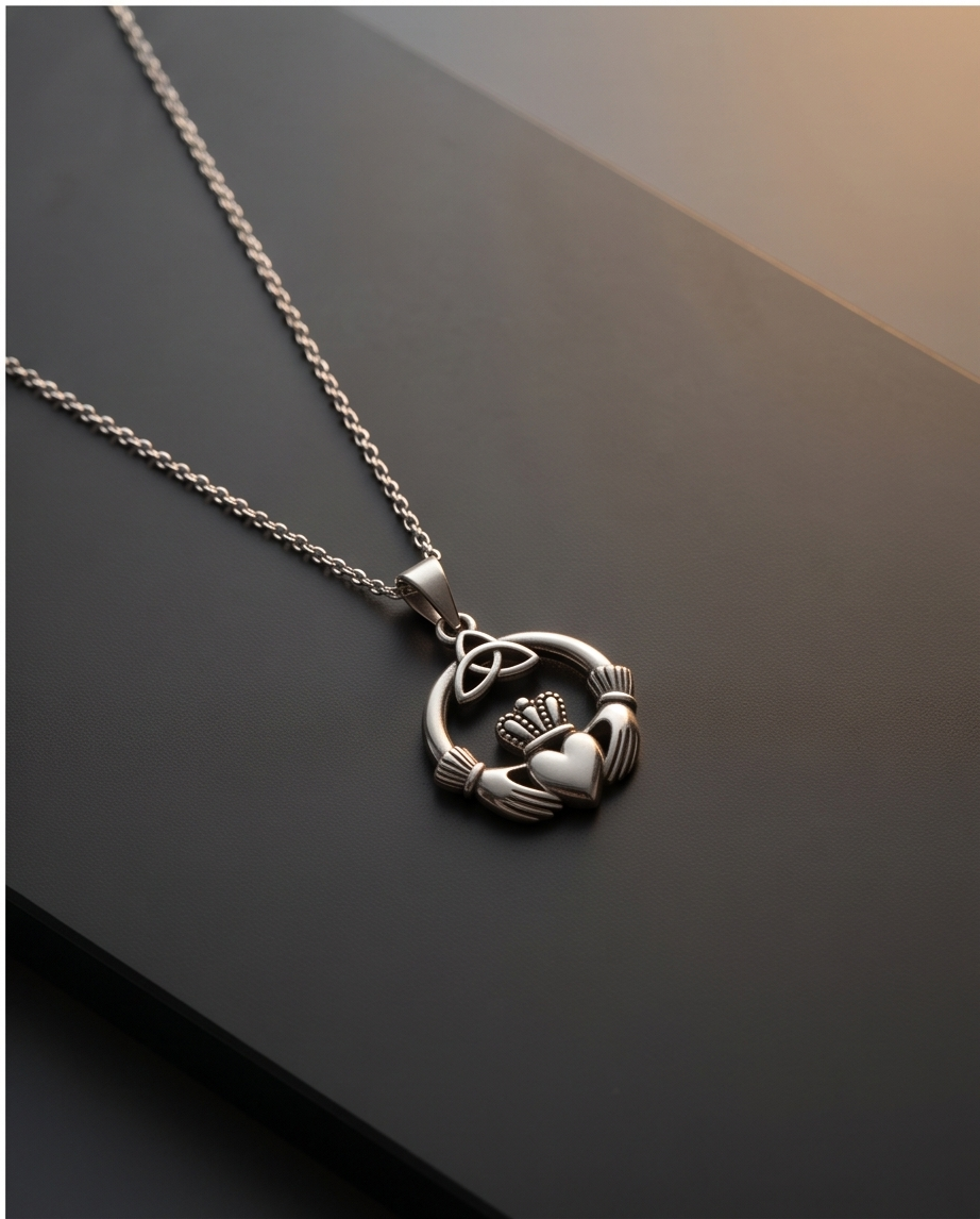 Ciondolo Corona del Cuore e Triquetra