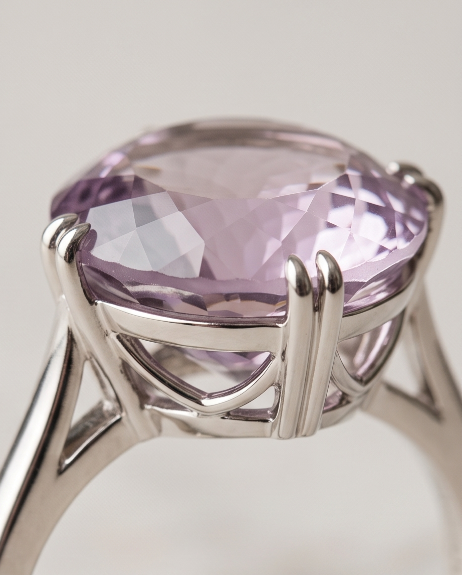 Anello regolabile in Ametista sfaccettata