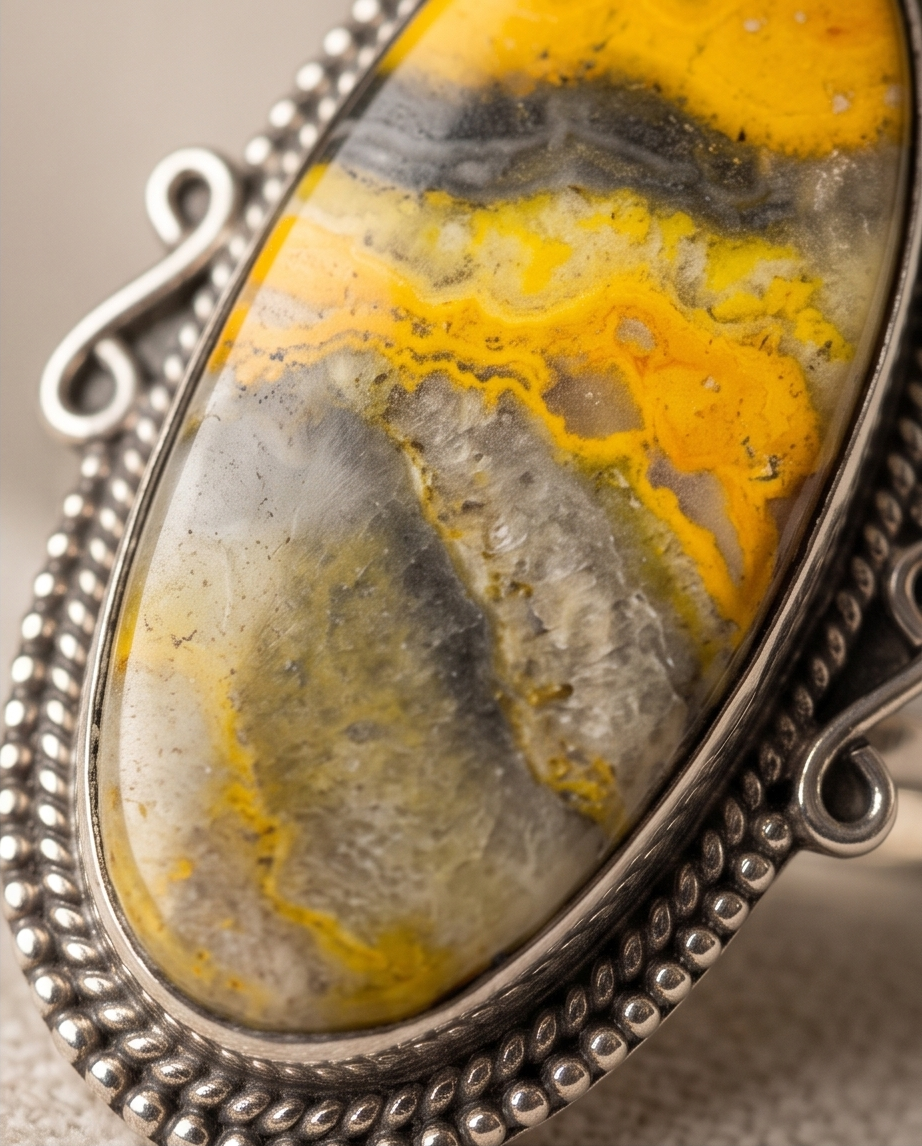 Anello regolabile in Diaspro Bubblebee