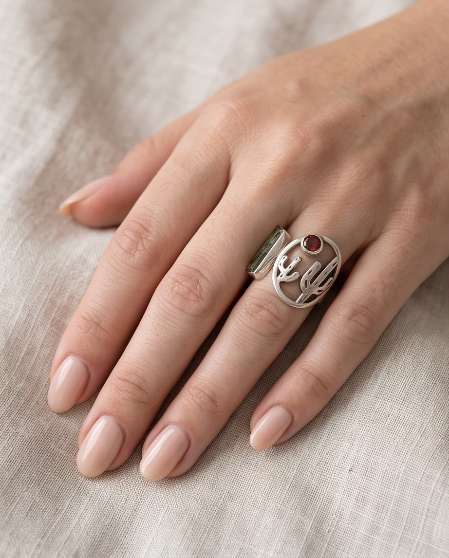 Garnet and Tourmaline Combo Ring